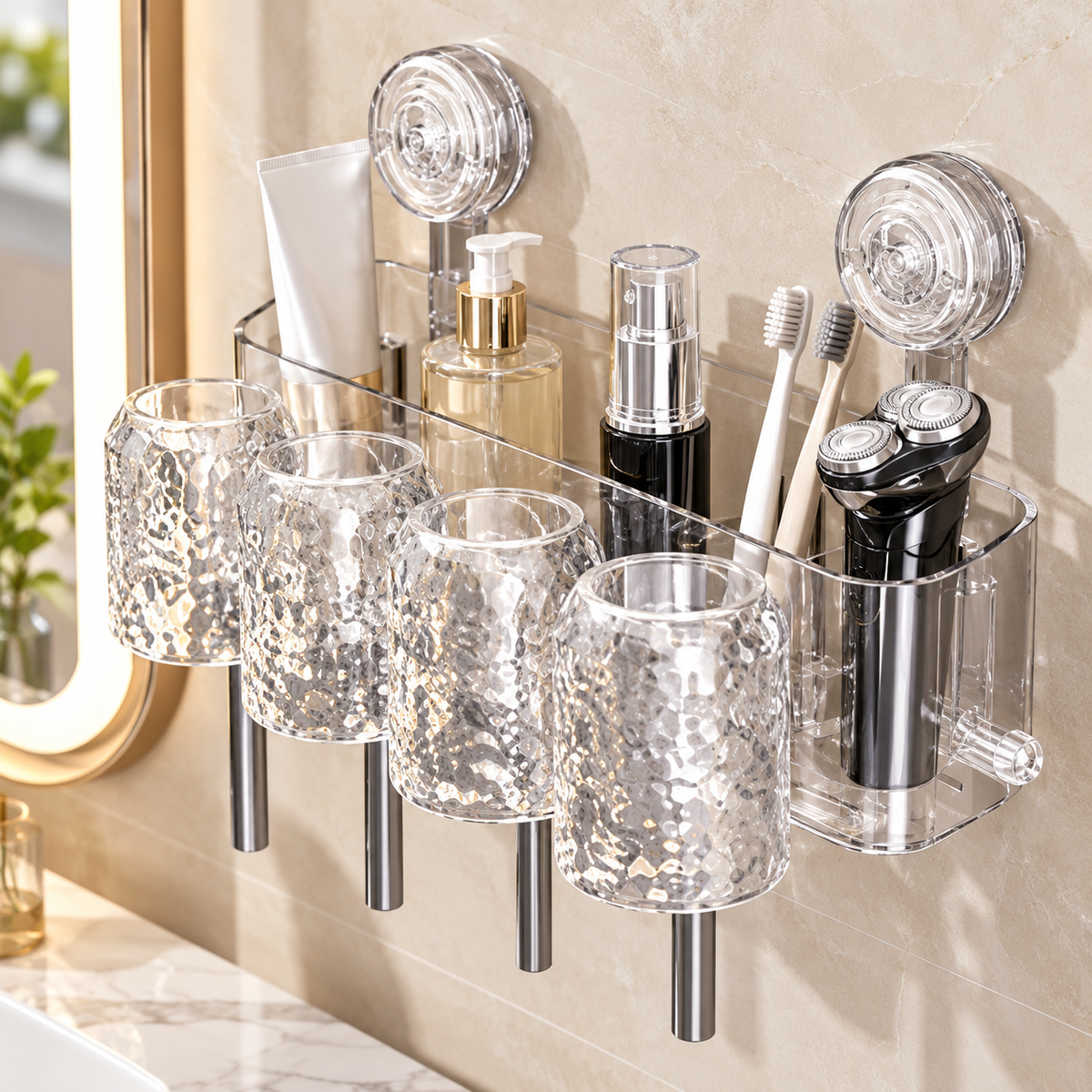 Bathroom Organizer With 4 Cups