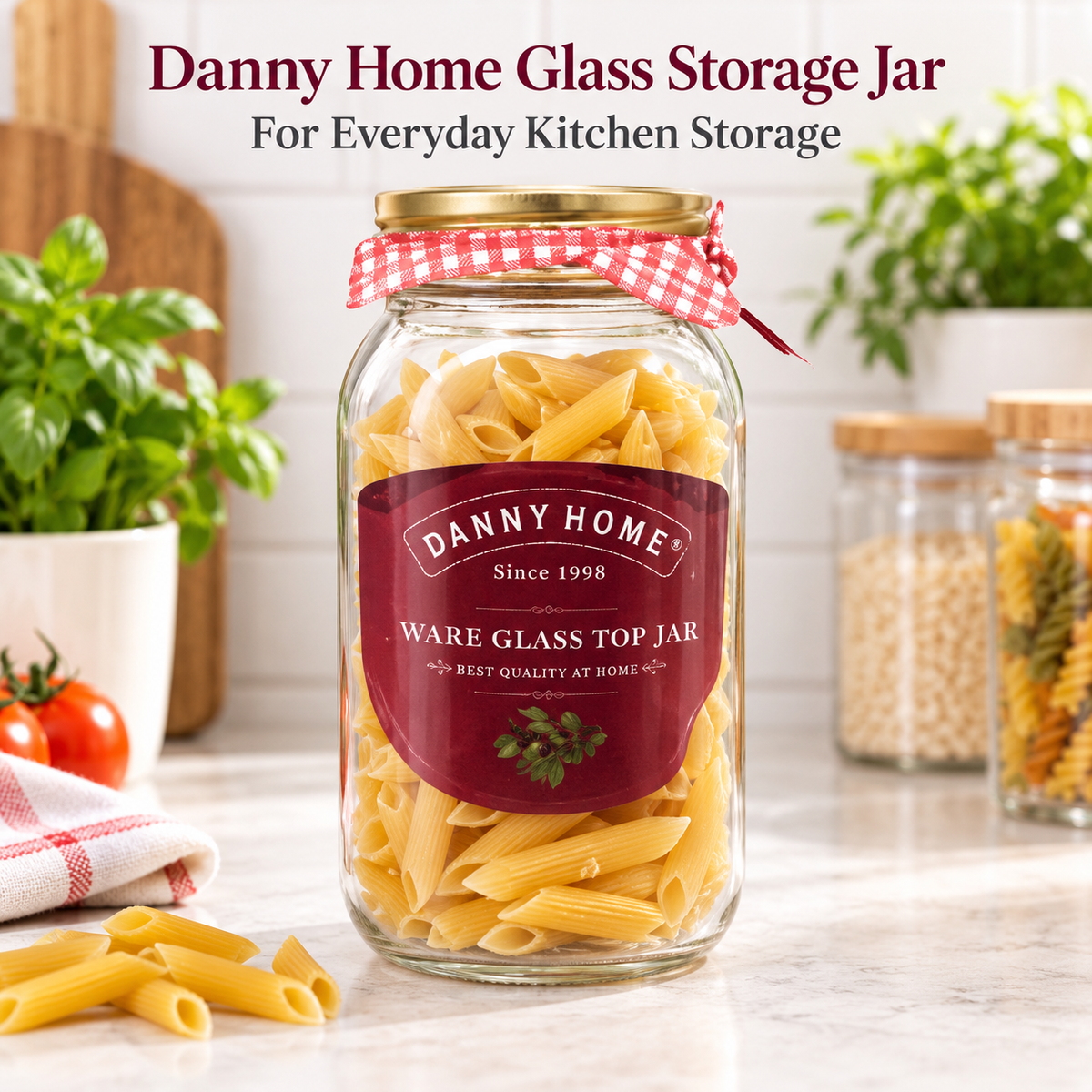 Danny Home Glass Storage Jar - 9 x 14 cm