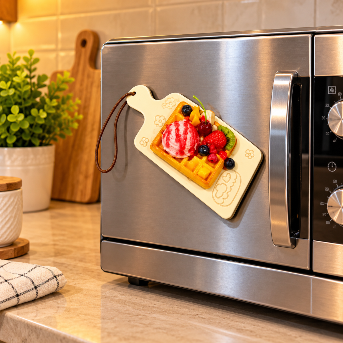 WAFFLE & ICE CREAM DESIGN DECORATIVE MAGNET