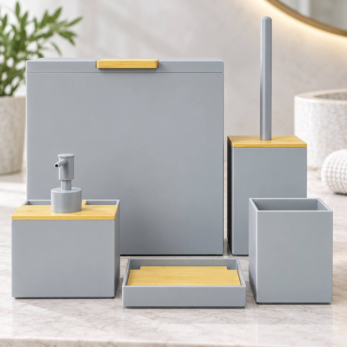Square Acrylic Bathroom Set - 5 Pieces