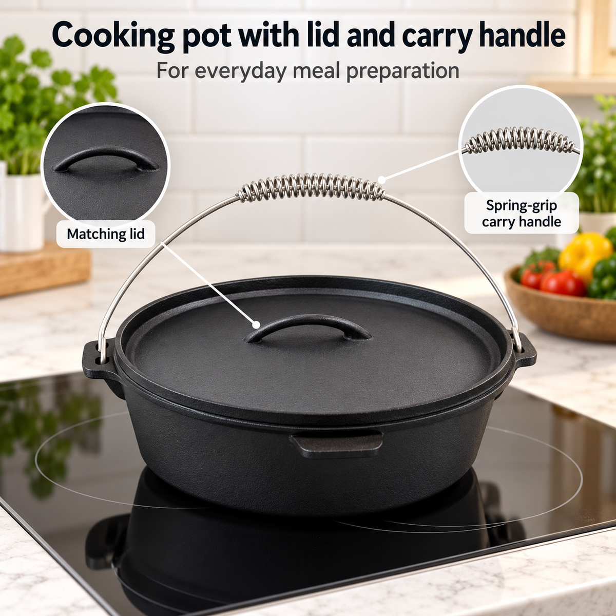 Danny Home Cooking Pot With Lid And Carry Handle