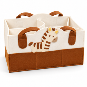 Felt Diaper Caddy – Zebra – Elevated Studio View