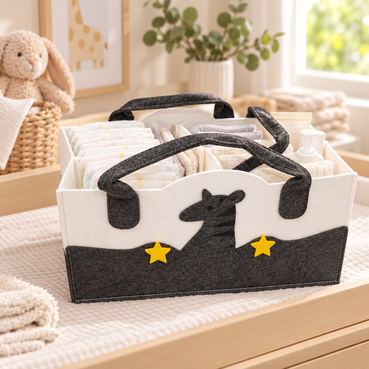 Felt Diaper Caddy – Giraffe – Nursery Lifestyle