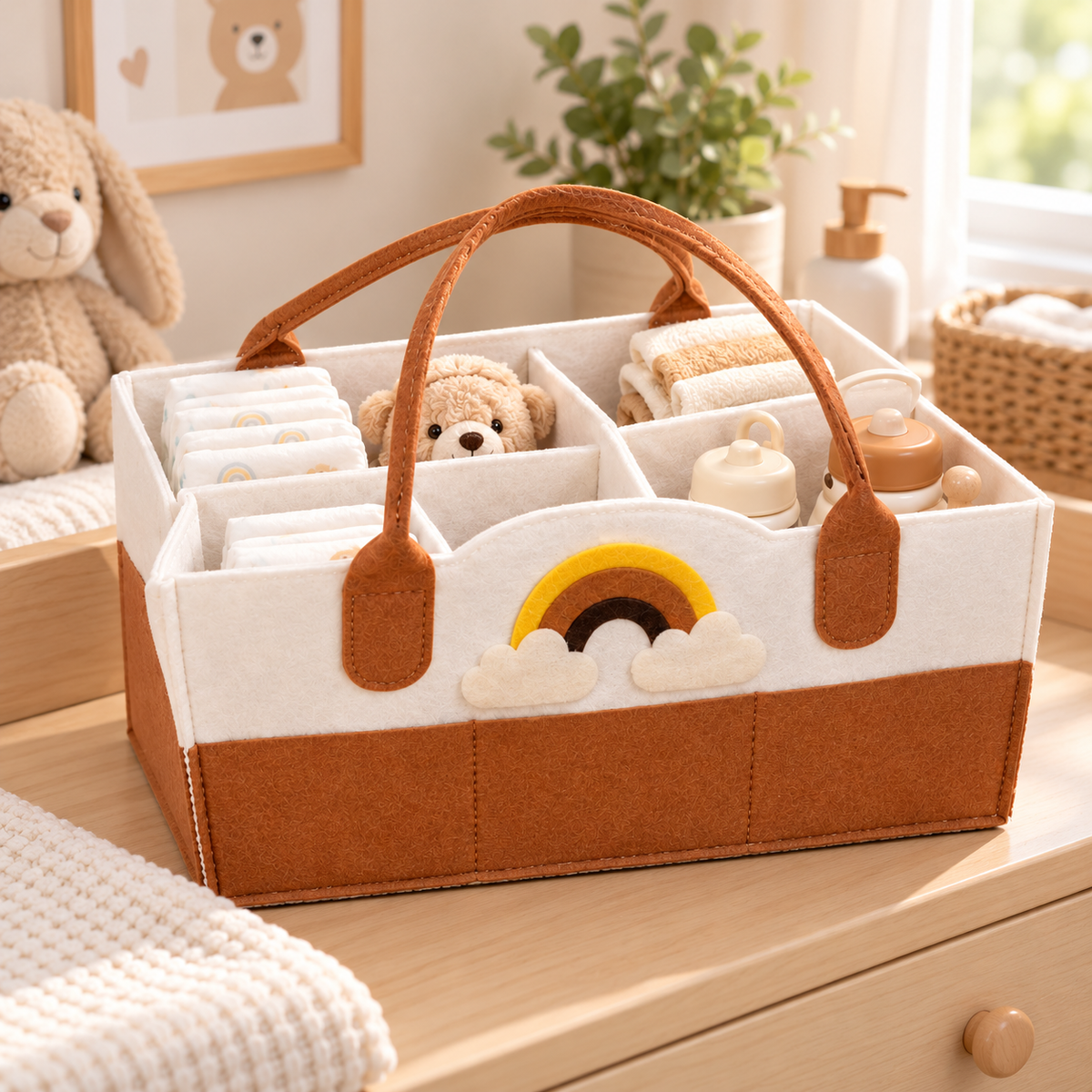Felt Diaper Caddy – Rainbow – Nursery Lifestyle