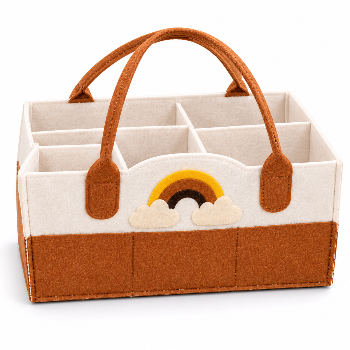 Felt Diaper Caddy – Rainbow – Front Studio View