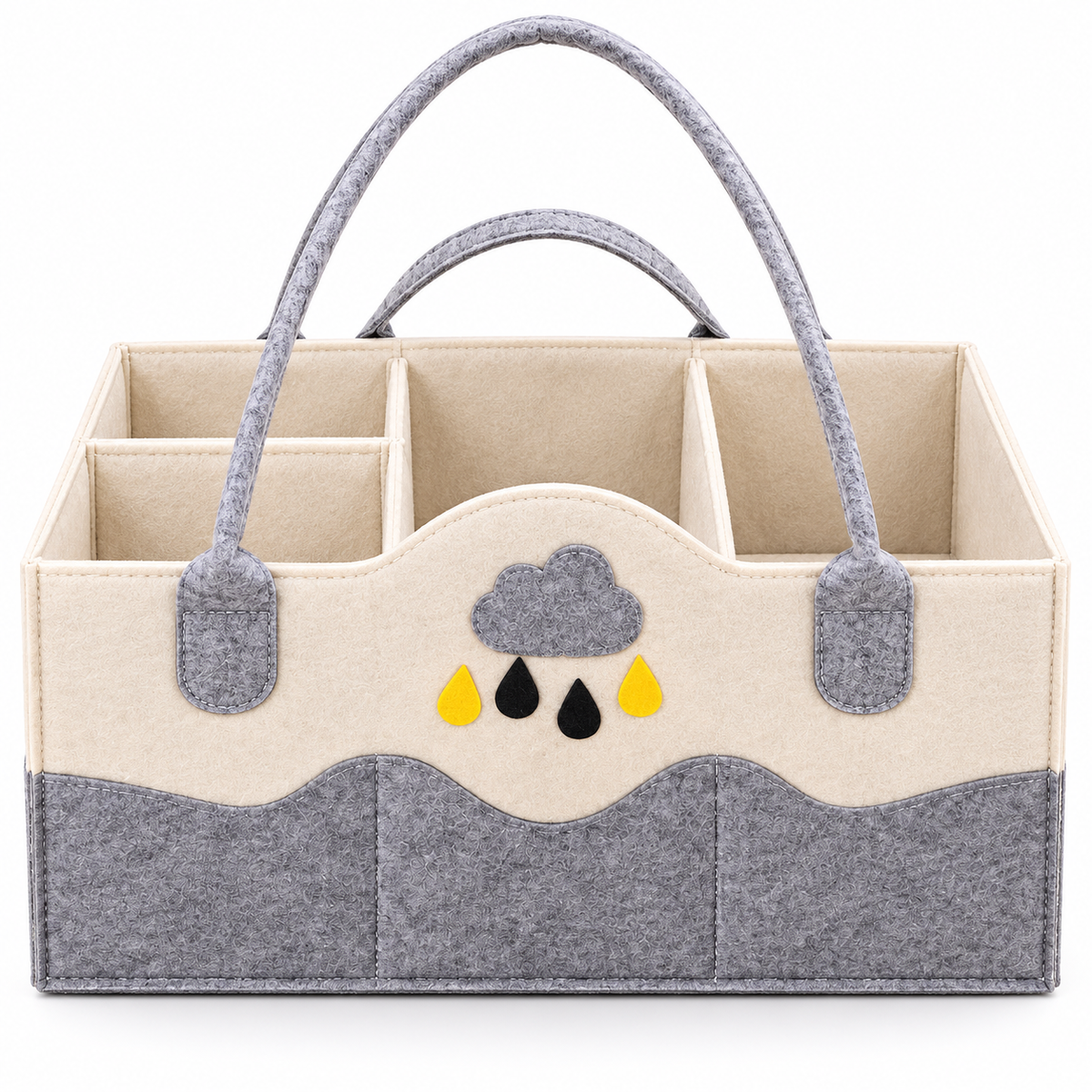 Felt Diaper Caddy – Cloud – Grey – Front Studio View