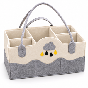 Felt Diaper Caddy – Cloud – Grey – Elevated Studio View
