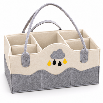 Felt Diaper Caddy – Cloud – Grey – Elevated Studio View