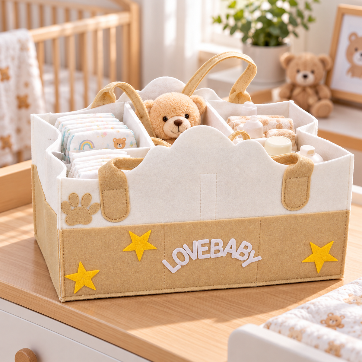 Felt Diaper Caddy – Love Baby – Nursery Lifestyle