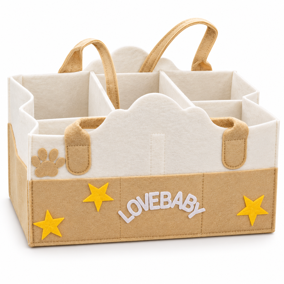 Felt Diaper Caddy – Love Baby – Front Studio View