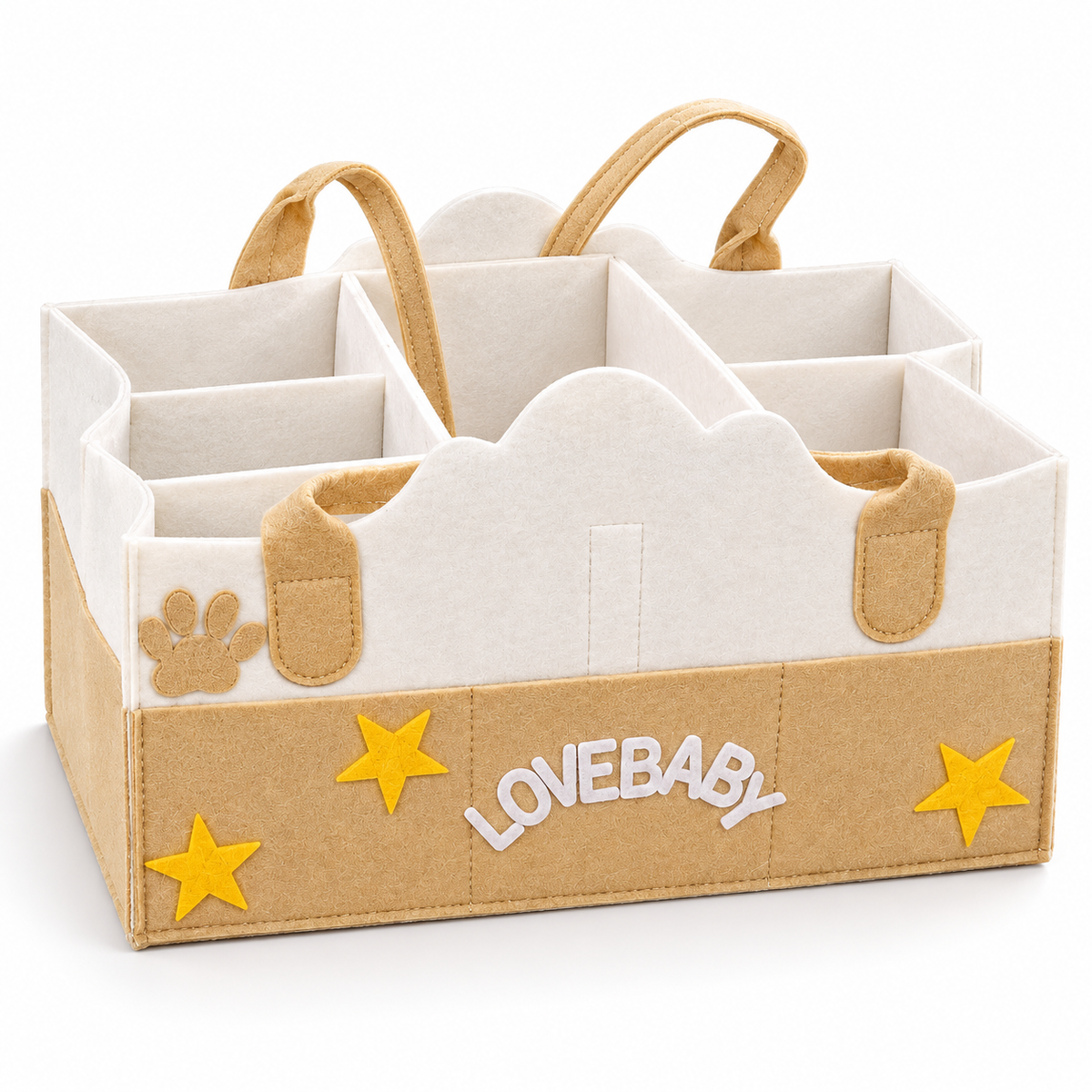 Felt Diaper Caddy – Love Baby – Elevated Studio View