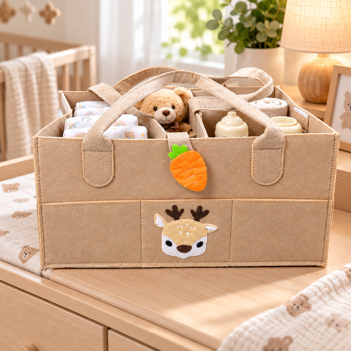 Felt Diaper Caddy – Deer – Nursery Lifestyle