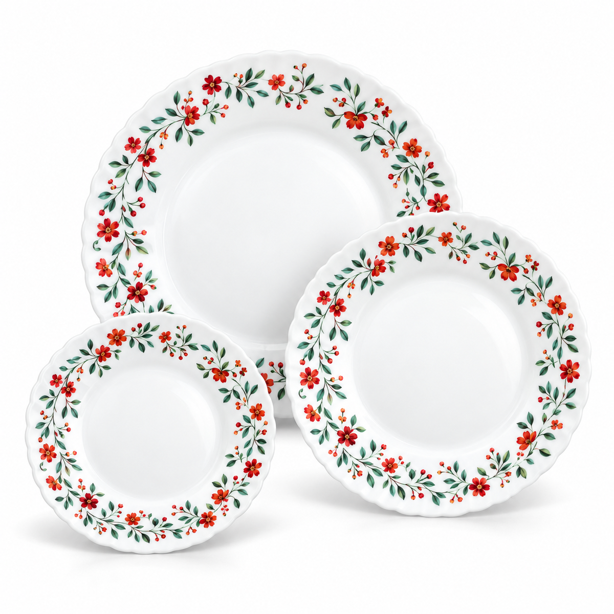 Danny Home Red Floral Dinner Set - 18 Pieces