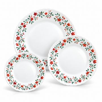 Danny Home Red Floral Dinner Set - 18 Pieces
