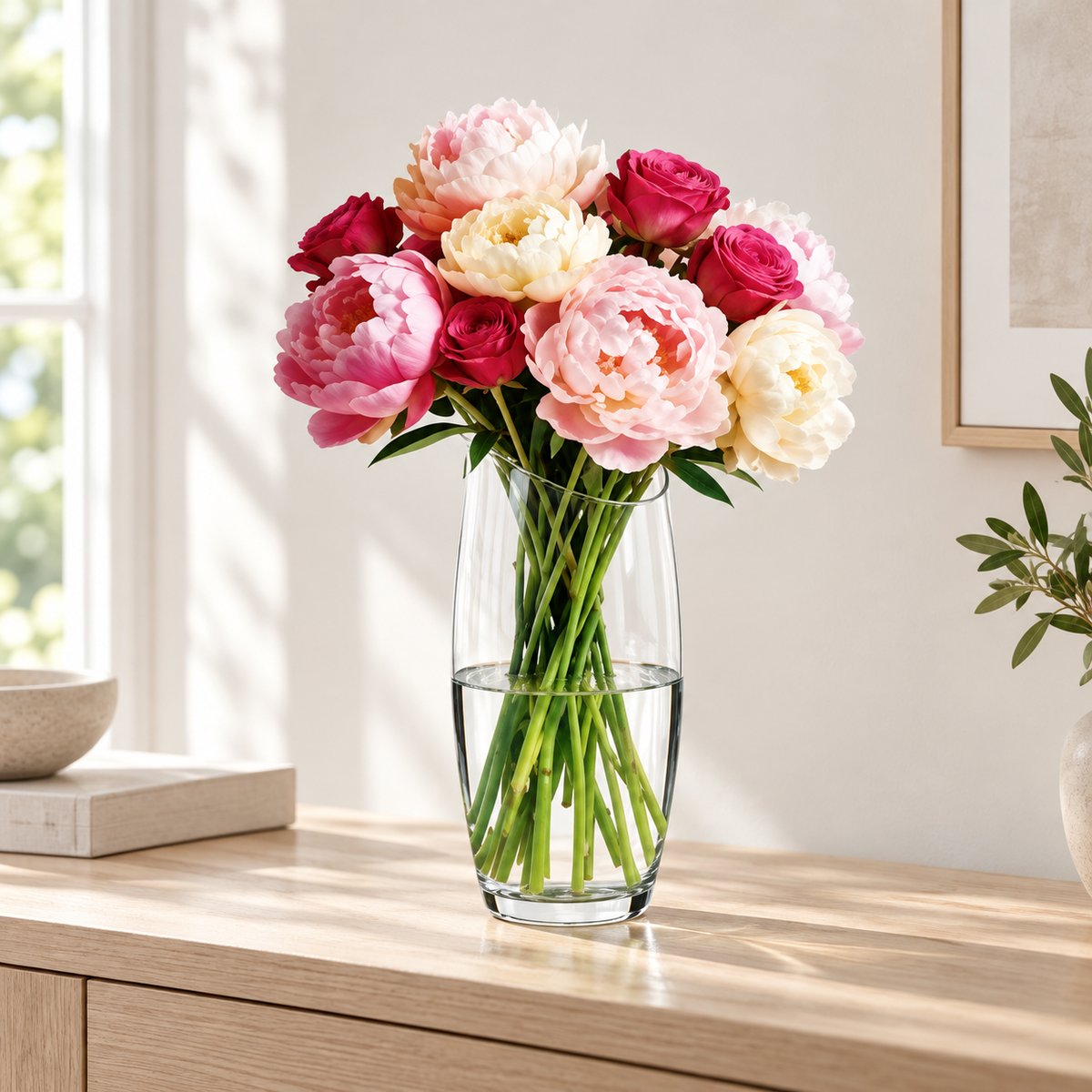 Danny Home Clear Floral Vase - 2090ml