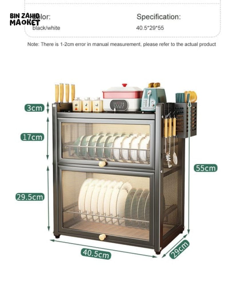 LUXORMOVE DUSTPROOF 2-LAYER MULTIFUNCTIONAL KITCHEN STORAGE RACK