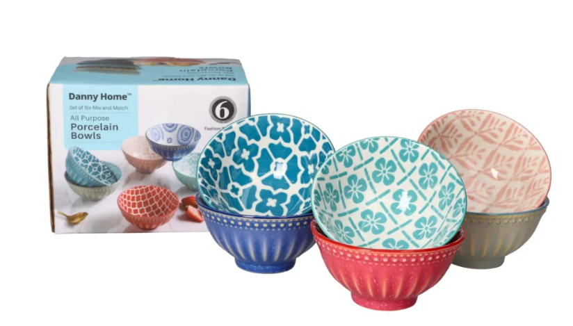 DANNY HOME 6 PIECE PORCELAIN BOWL SET 3.5 INCH -350FGW