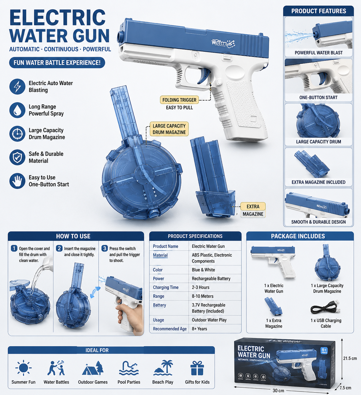 ELECTRIC AUTOMATIC WATER BLASTER WITH DRUM MAGAZINE