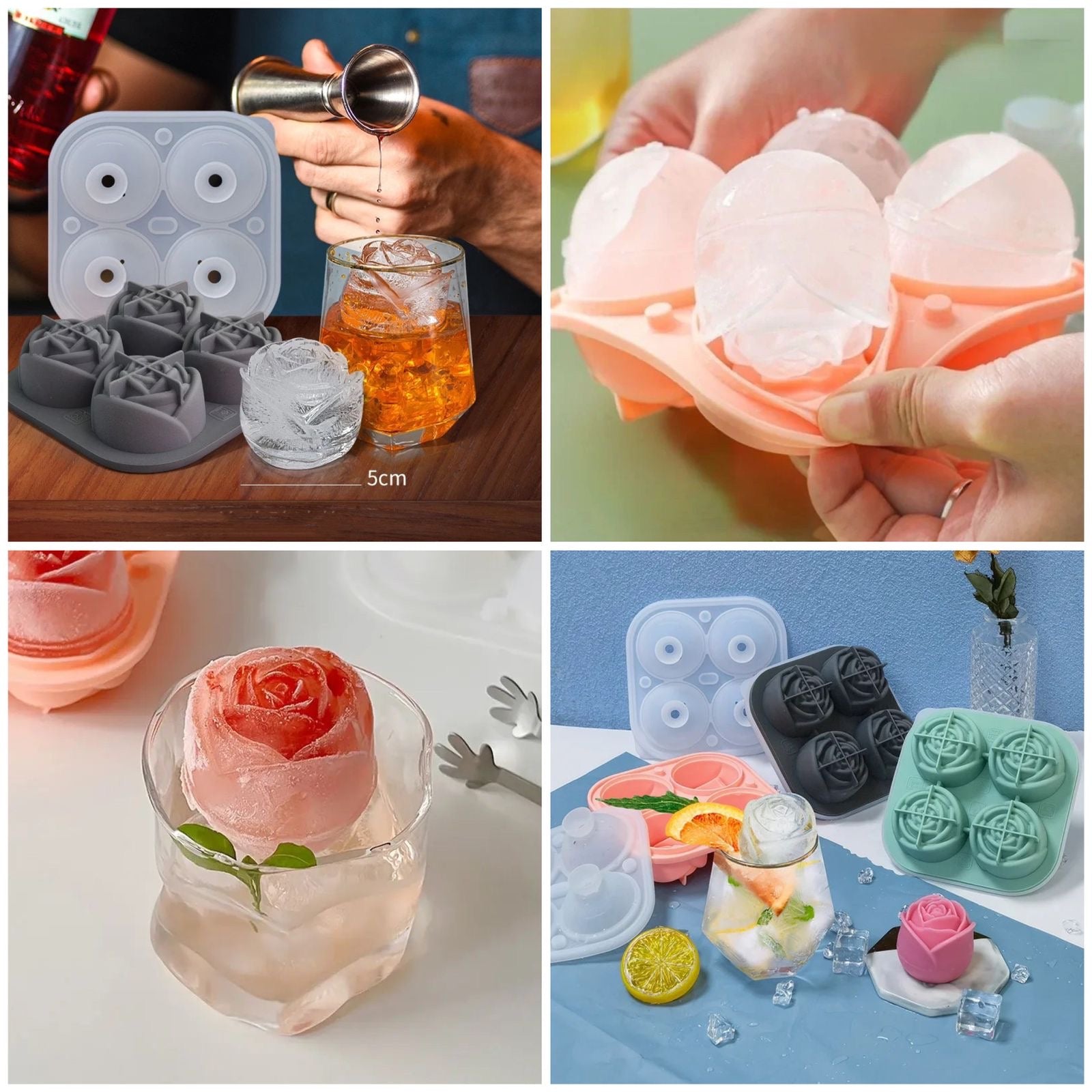 SILICONE ROCE ICE MOLD BALL MAKER