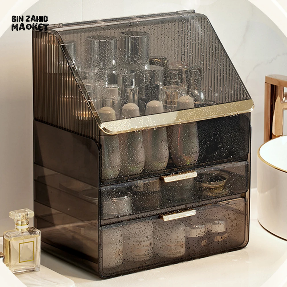 LUXURY DESKTOP COSMETICS STORAGE BOX – DUST-PROOF MAKEUP ORGANIZER