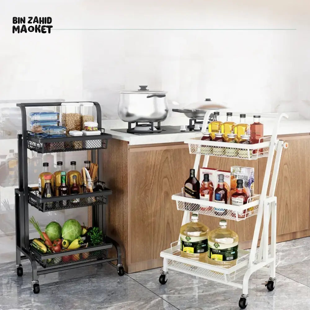 VEGETABLE TROLLEY STORAGE RACK MULTIFUNCTIONAL STRETCHABLE KITCHEN ORGANIZER MOVABLE