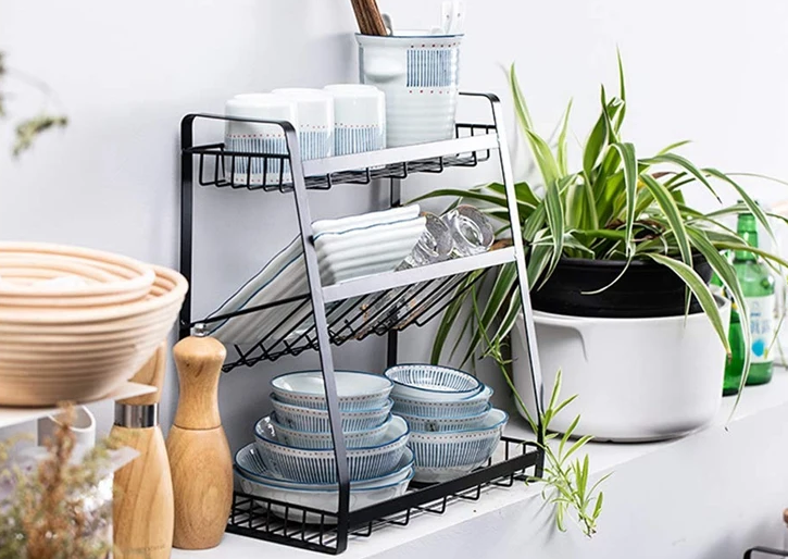 3 TIER SPICE RACK KITCHEN STORAGE SHELF METAL WITH GUARDRAIL