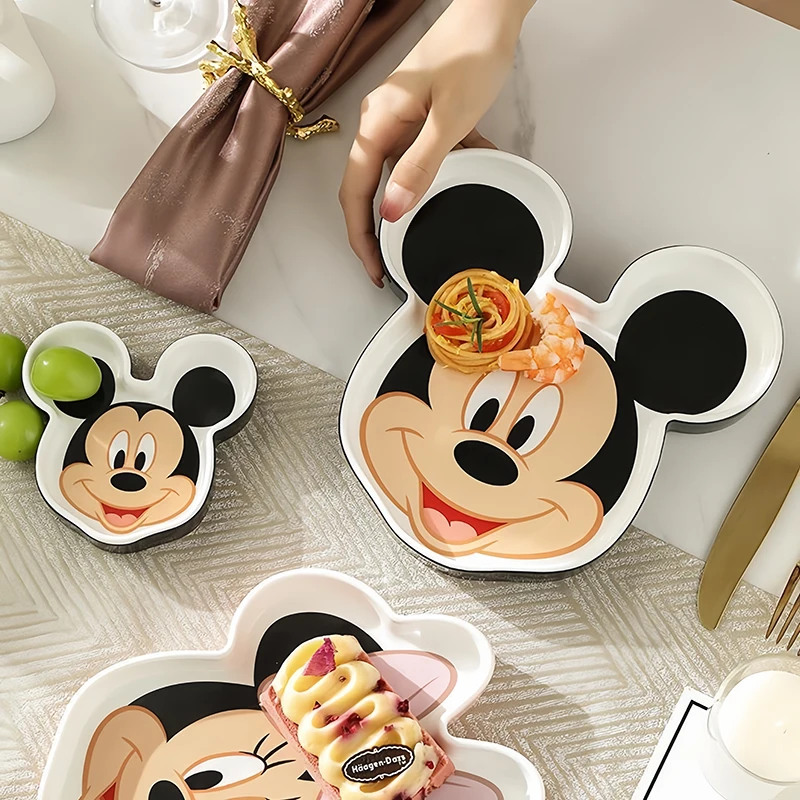 MICKEY & MINNIE MOUSE CERAMIC TRAY CUTE DESIGN MICROWAVE SAFE HEAT-RESISTANT FRUIT PLATE