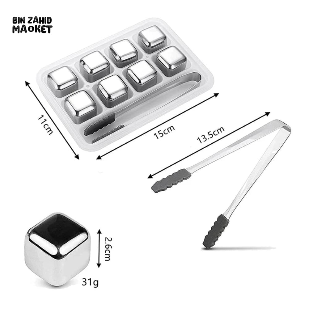 8 PIECES REUSABLE STAINLESS STEEL ICE CUBES