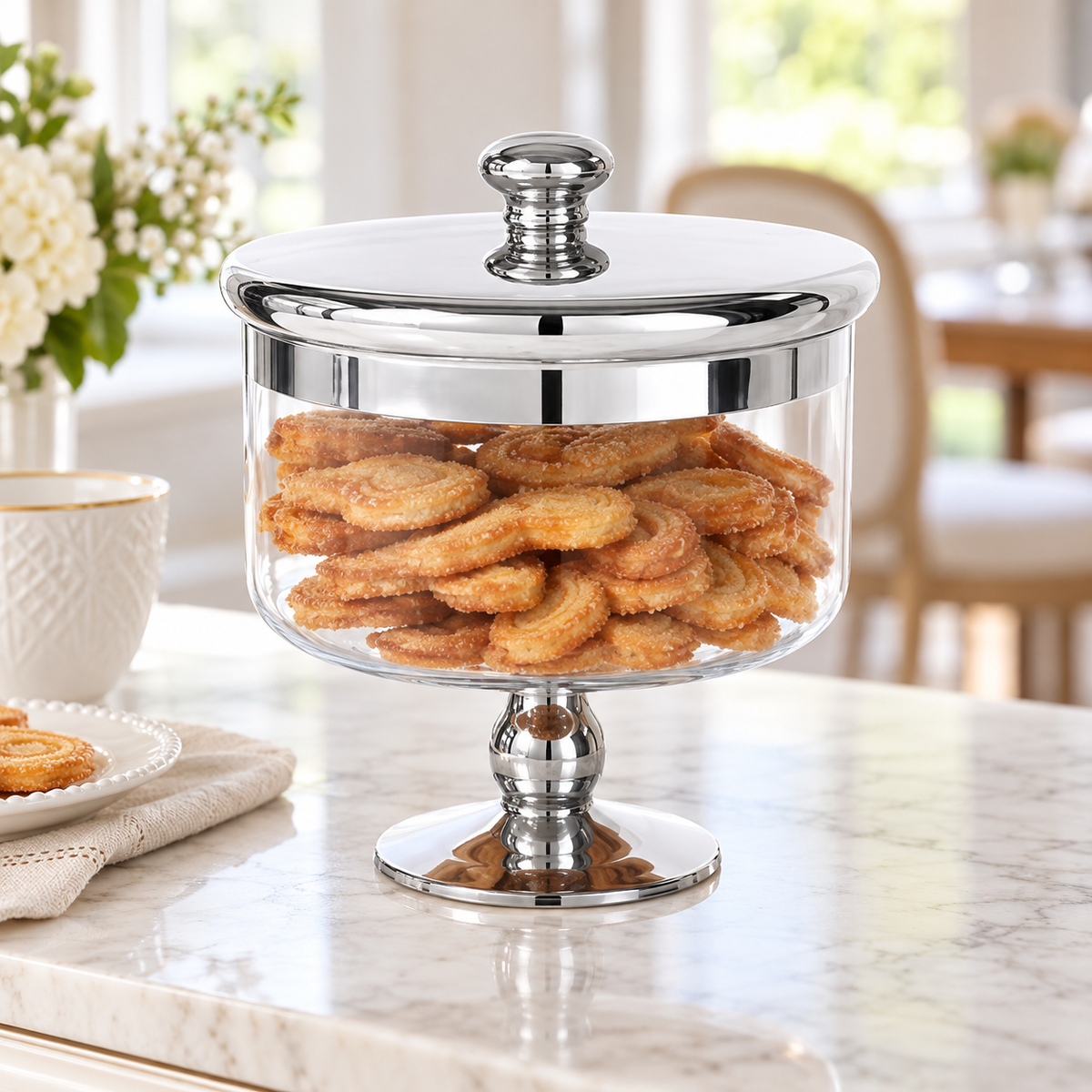 Danny Home Silver Footed Biscuit Jar - 18.7 x 18 cm