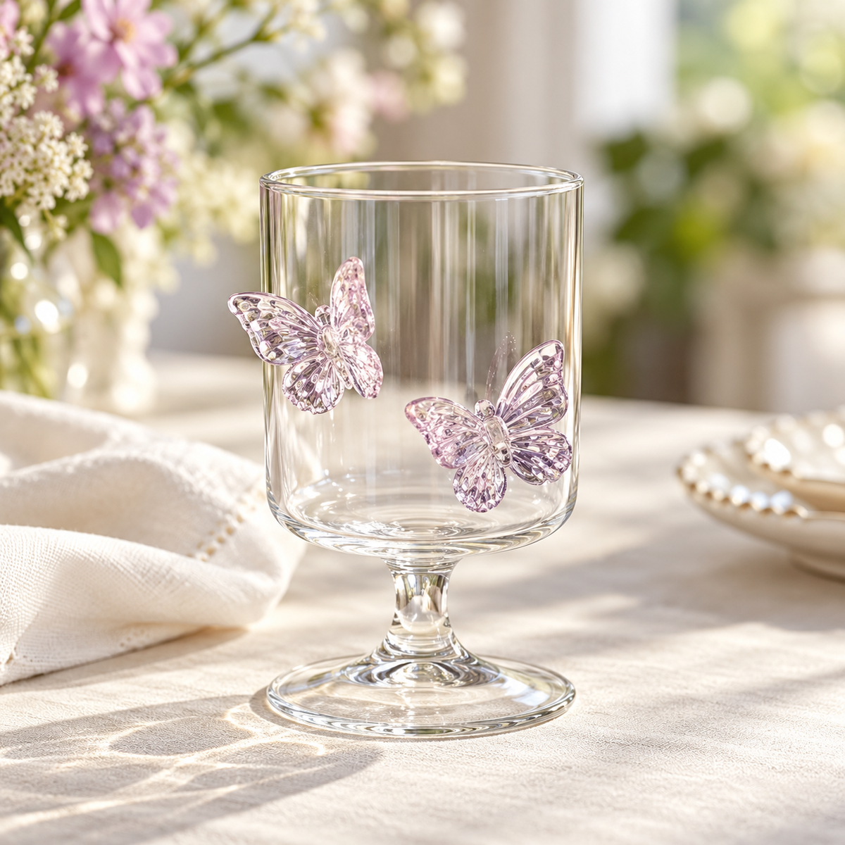 Double Butterfly Goblet Glass