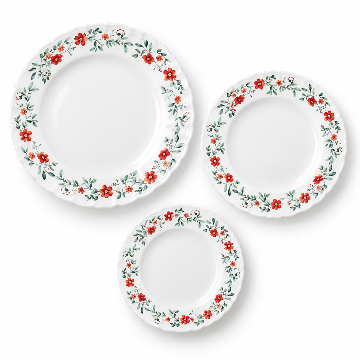 Danny Home Red Floral Dinner Set - 18 Pieces