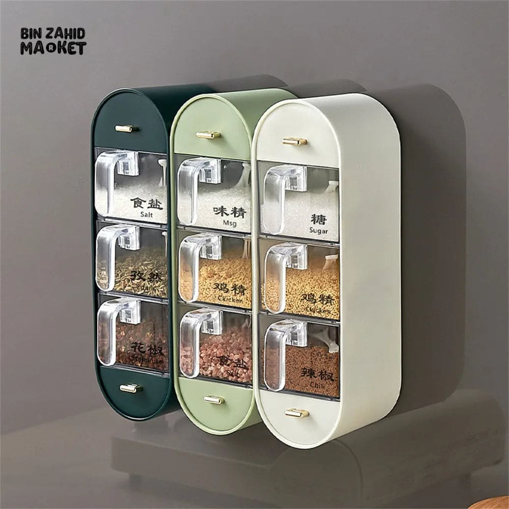 5IN1 ACRYLIC WALL MOUNTED SPICES BOX