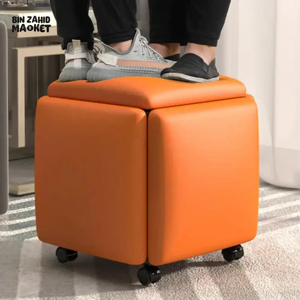 5IN1 NORDIC LEATHER OTTOMAN MULTIFUNCTIONAL STOOL STORAGE FOOT STOOL