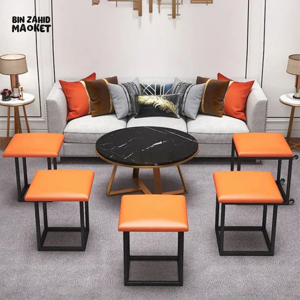 5IN1 NORDIC LEATHER OTTOMAN MULTIFUNCTIONAL STOOL STORAGE FOOT STOOL