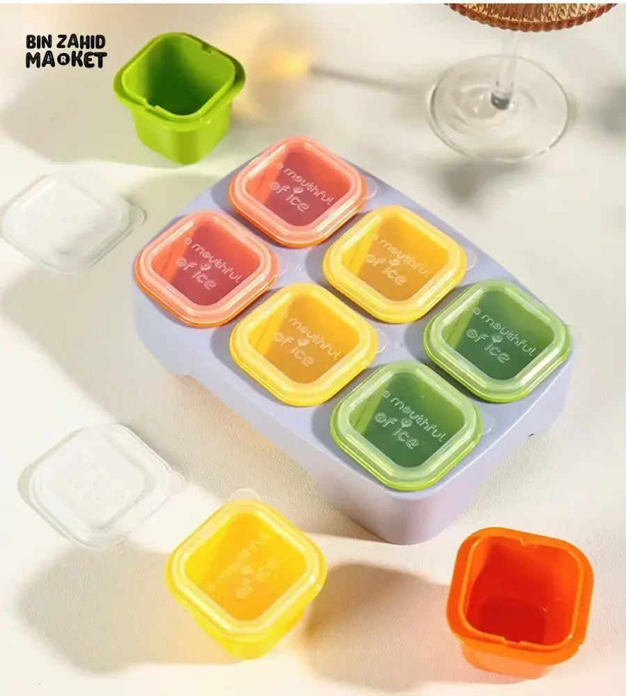 6 GRID COLORFUL BABY FOOD STORAGE CONTAINER WITH TRAY – LEAKPROOF & FREEZER SAFE