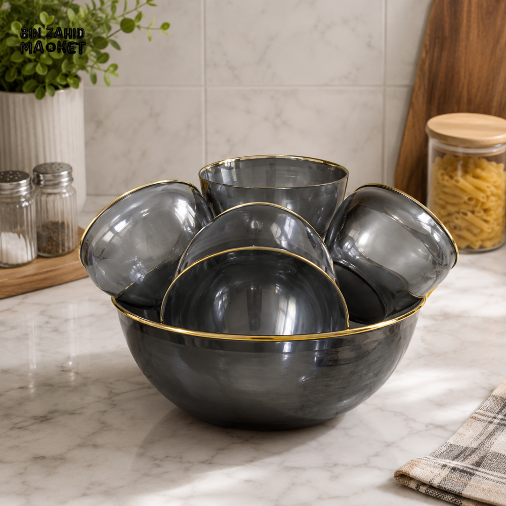 6 PCS SMOKE GREY GLASS BOWL SET - Bowls