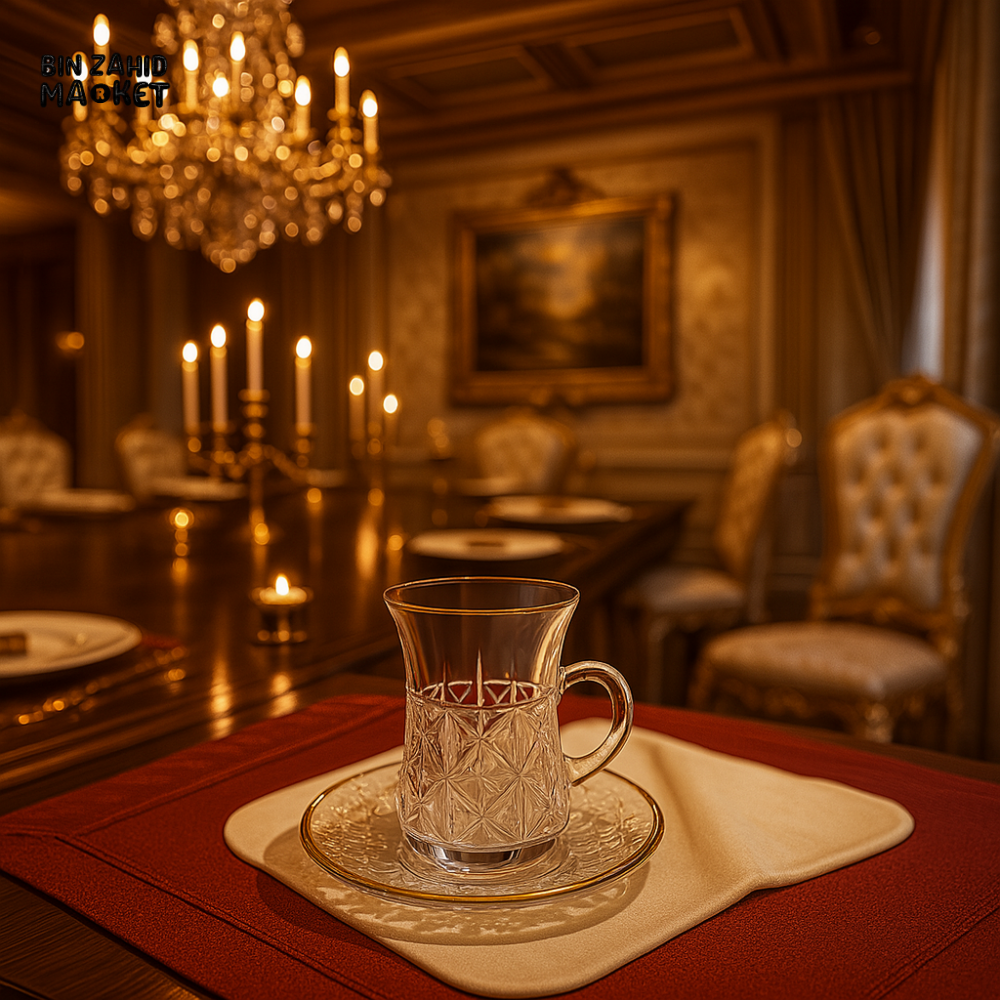 6 PIECE CUP SAUCER SET 110ML – ELEGANT GLASS TEA SET FOR LUXURY SERVING