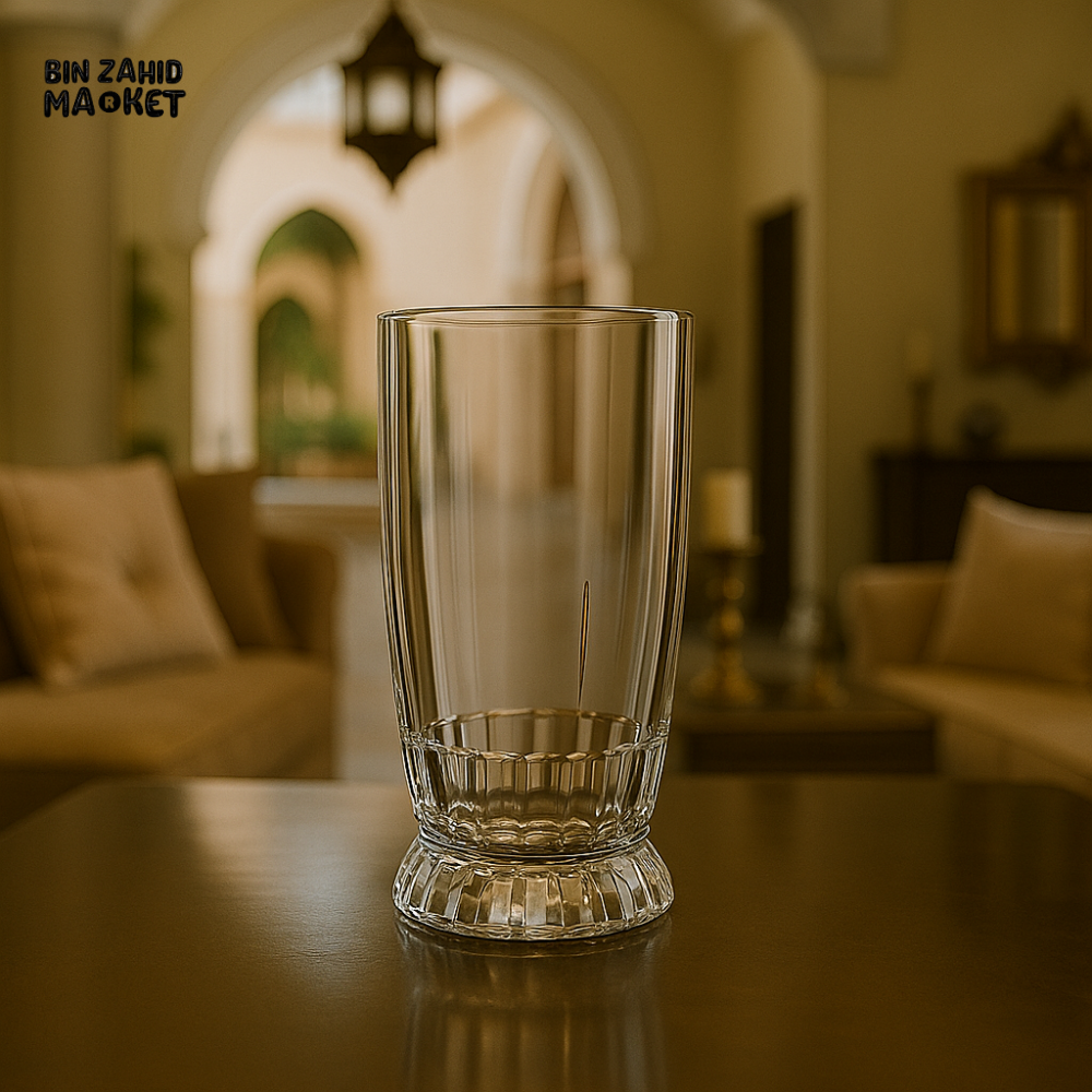 6 Piece Luxury Crystal Water Glass Set – Faceted Base Elegant Drinkware Tumblers