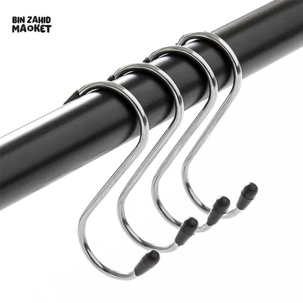 6 PIECE MULTIFUNCTIONAL S-SHAPED STAINLESS STEEL HOOKS FOR KITCHEN BATHROOM STORAGE