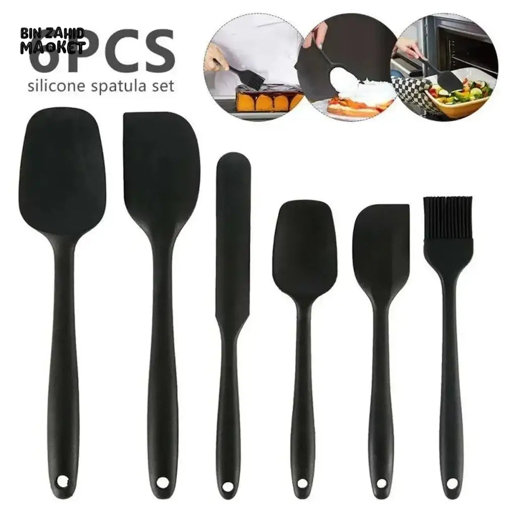 6 PIECE SILICONE SPATULA SET – FOOD GRADE NON STICK HEAT RESISTANT TURNERS FOR COOKING BAKING MIXING & KITCHEN USE