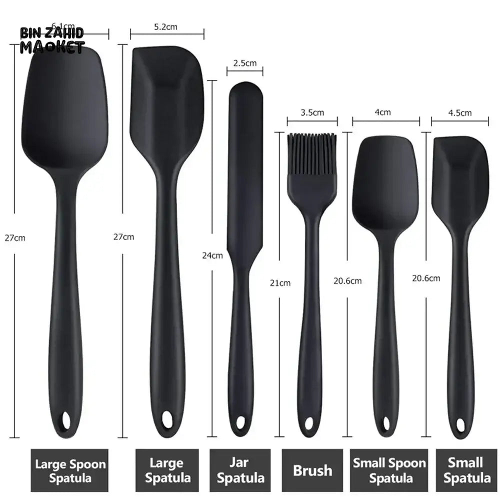 6 PIECE SILICONE SPATULA SET – FOOD GRADE NON STICK HEAT RESISTANT TURNERS FOR COOKING BAKING MIXING & KITCHEN USE