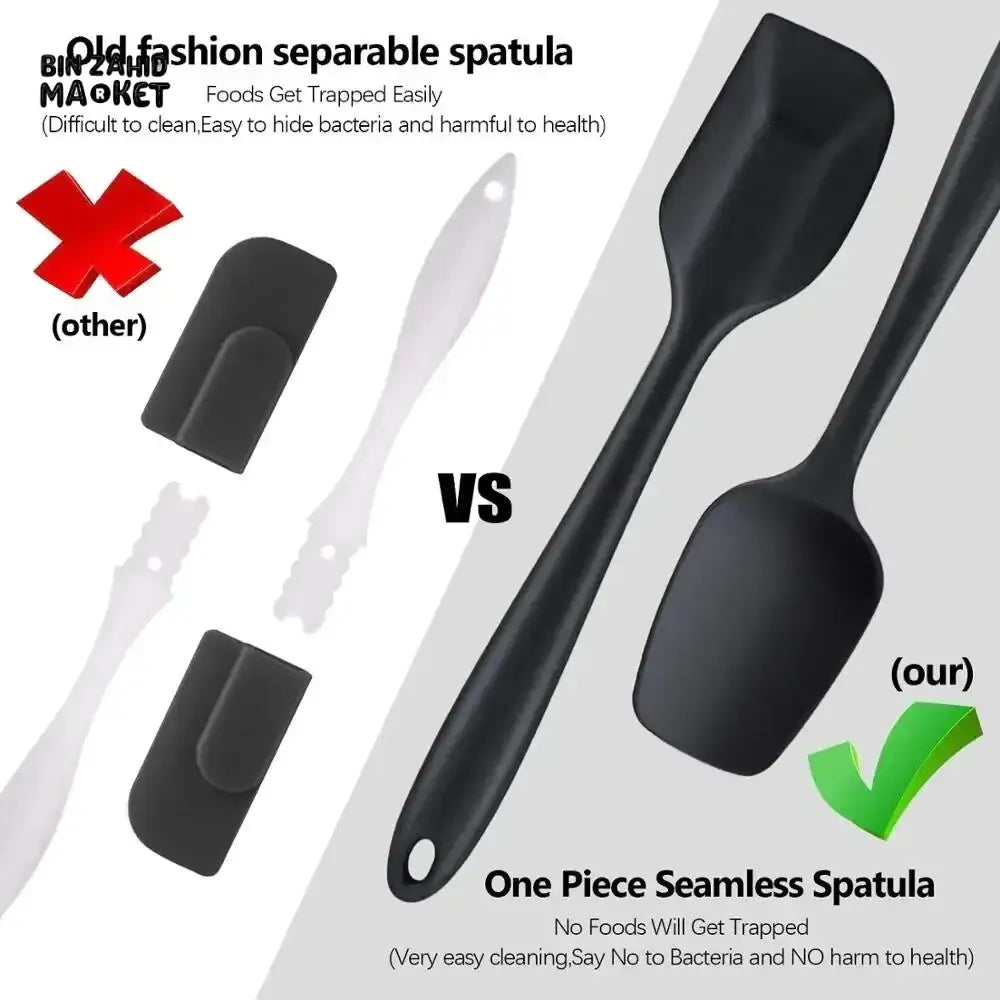 6 PIECE SILICONE SPATULA SET – FOOD GRADE NON STICK HEAT RESISTANT TURNERS FOR COOKING BAKING MIXING & KITCHEN USE
