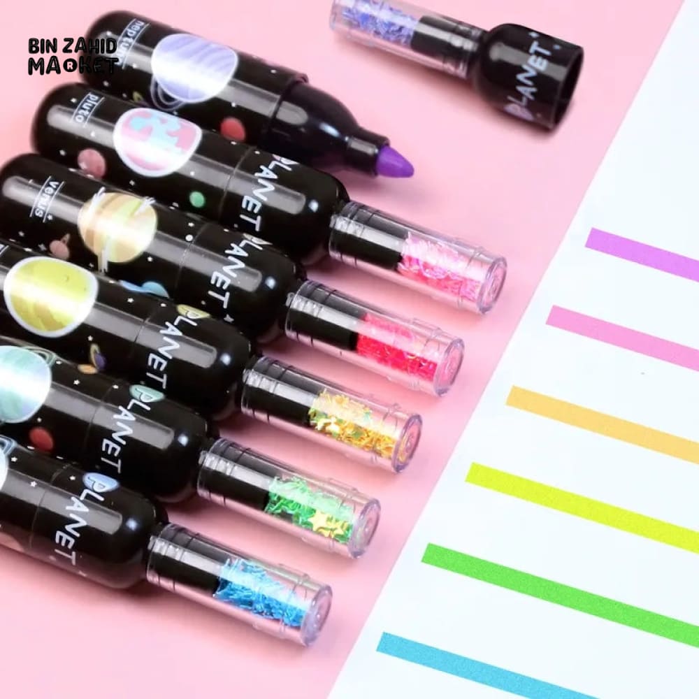 6 PIECES BOTTLE SHAPED MINI HIGHLIGHTERS