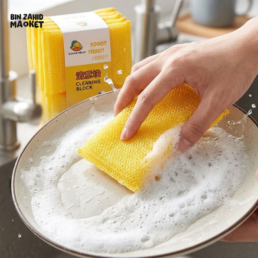 6 PIECES DUCK SHAPE CLEANING SPONGE SET HIGH QUALITY KITCHEN DISH WASHING SCRUBBER FOR HOME USE