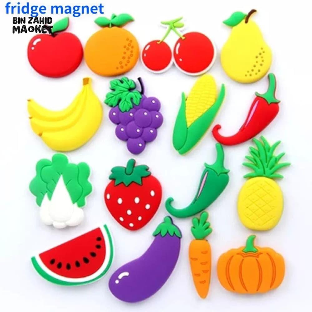 6 PIECES FRUITS & VEGGIES FRIDGE MAGNETS