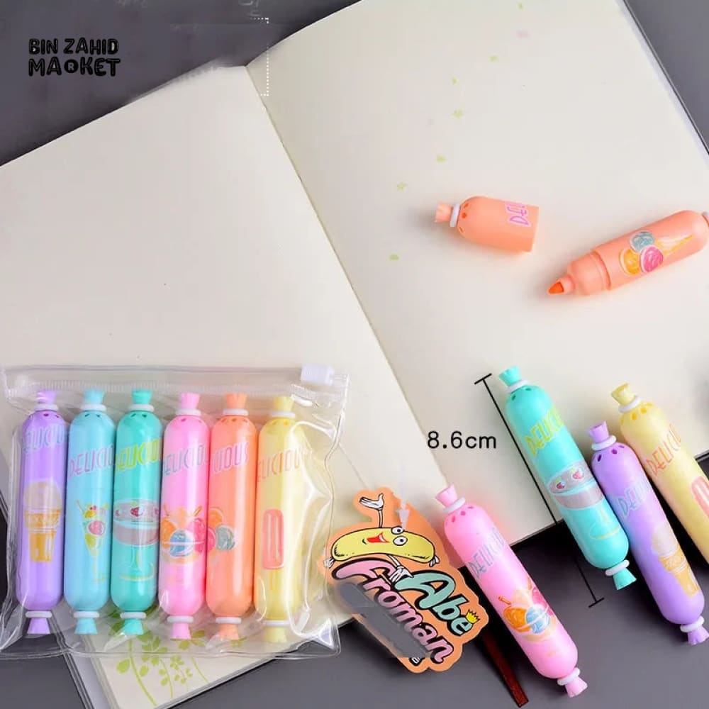 6 PIECES PEN CANDY HIGHLIGHTERS