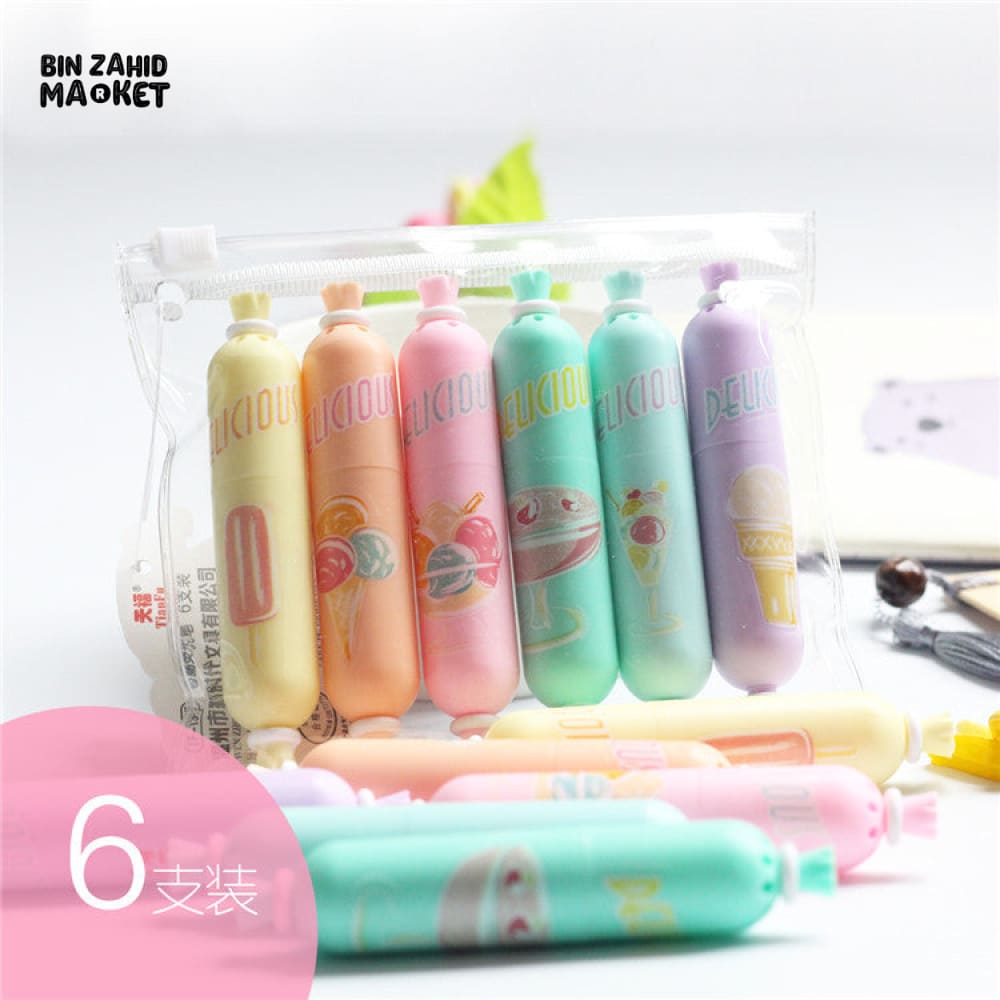 6 PIECES PEN CANDY HIGHLIGHTERS