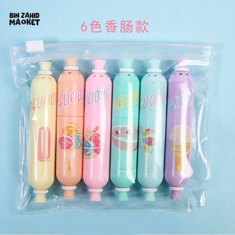 6 PIECES PEN CANDY HIGHLIGHTERS