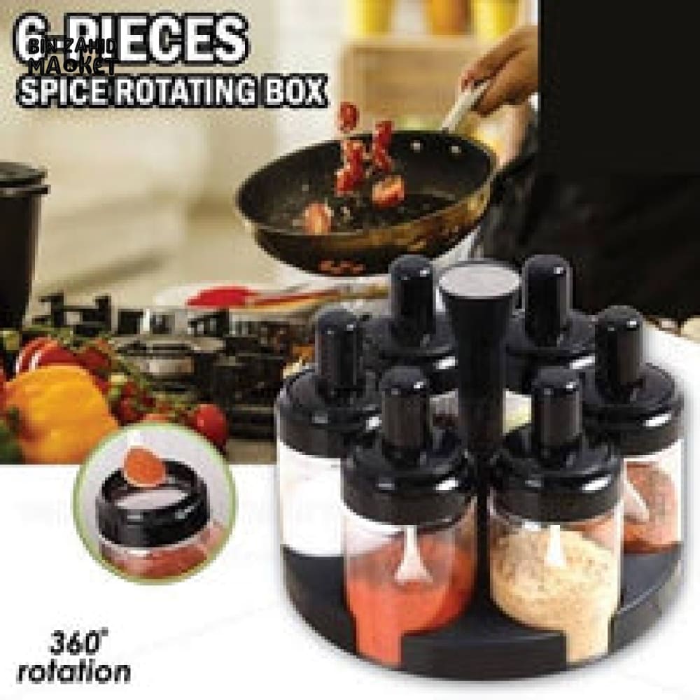 6 PIECES ROTATING SPICES JAR SET