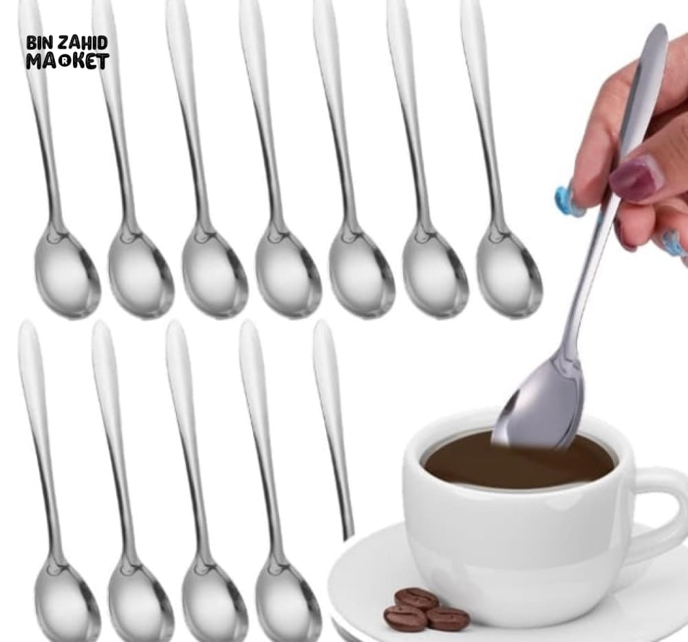 6 PIECES STAINLESS STEEL COFFEE & DESSERT SPOONS